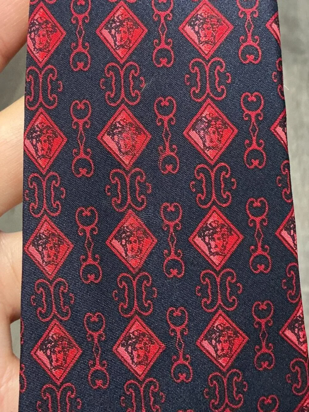 Gianni Versace Tie Black Red Silk Designer Necktie